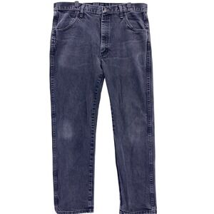 Rustler Black Denim Jeans 36 Straight Leg Faded Workwear Casual